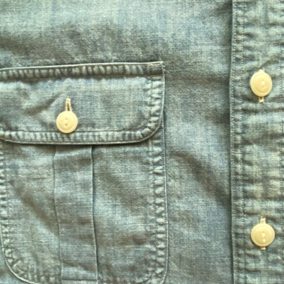 Ralph Lauren Vintage Men's Indigo Denim Workshirt With Eagle & Flag On Back - Picture 4 of 16